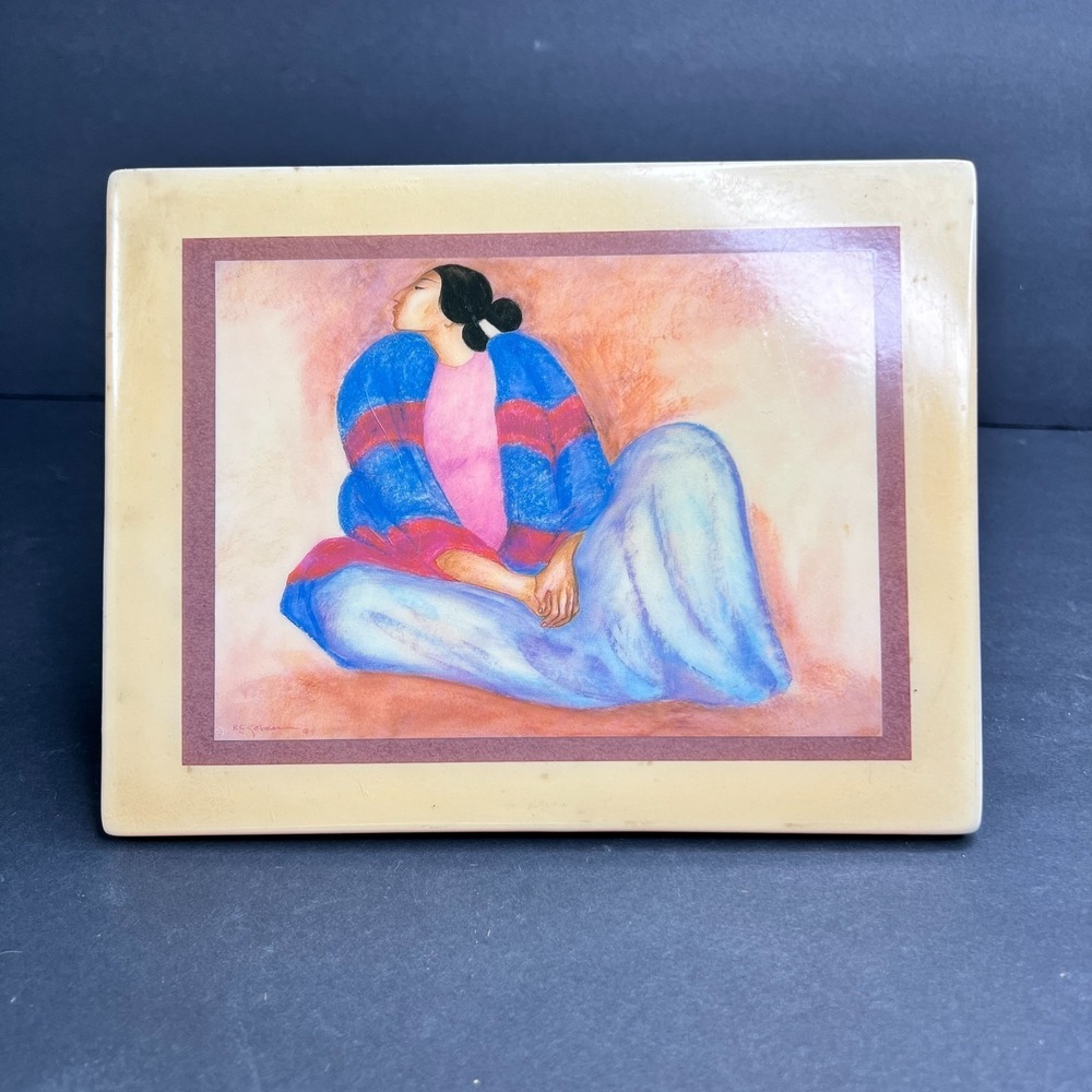 R.C. Gorman Native Woman Crystal Art Tile Wall Plaque Designs Southwest 6" x 8"